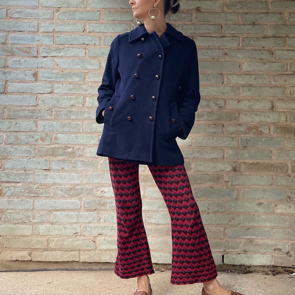 Vintage Pea Coat 60s Navy Blue Mackintosh Peacoat Pure Wool Double Breasted S - Picture 13 of 16